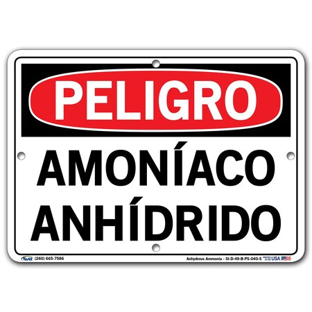 Vestil Polystyrene Sign, 9-1/2" Height, 12-1/2" Width, Polystyrene, Rectangle, Spanish SI-D-49-B-PS-040-S